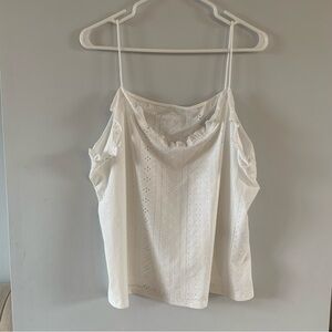 White Eyelet Camisole Top Ruffle Spaghetti Straps Boho Honeymoon Size 3XL